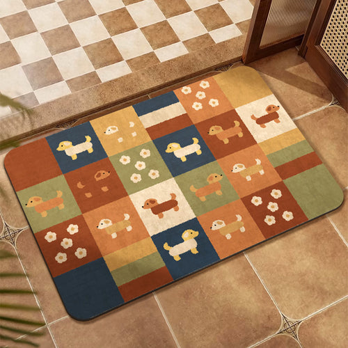Colorful Patchwork Design Floor Mat Bowlift