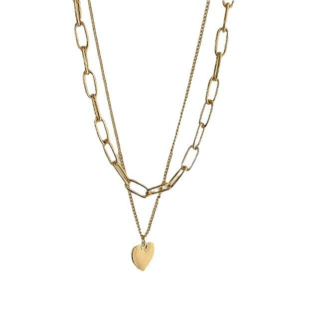 Heart Chain Layered Necklace Bowlift
