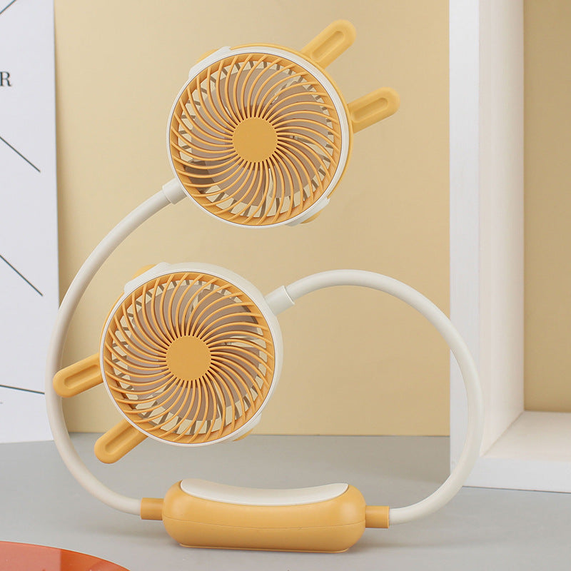 Ladies Portable Neck Fan with Dual Air Units Bowlift