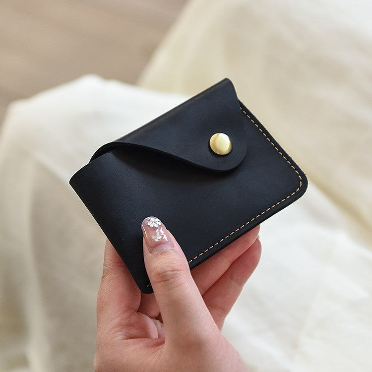 Premium Leather Buttoned Cardholder Bowlift