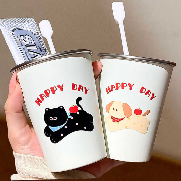 Stainless Steel Drinking Cup with Cheerful Dog Design Bowlift