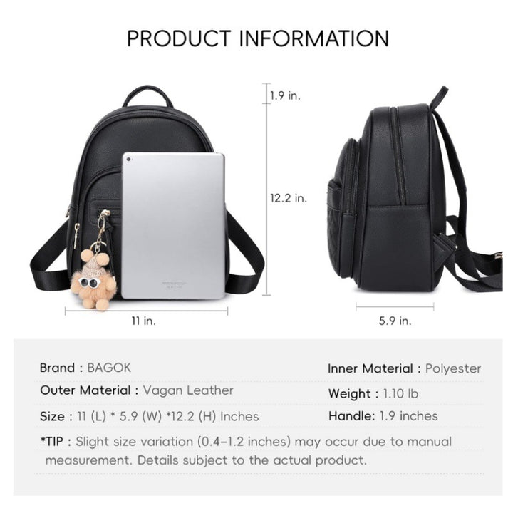 Stylish mini backpack with detachable keychain Bowlift