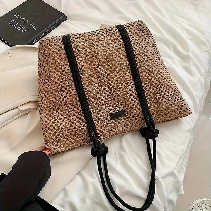 Spacious straw shopping bag with sturdy carry handles Bowlift