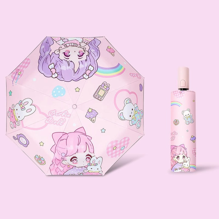 Women's Folding Umbrella with Space Design Bowlift