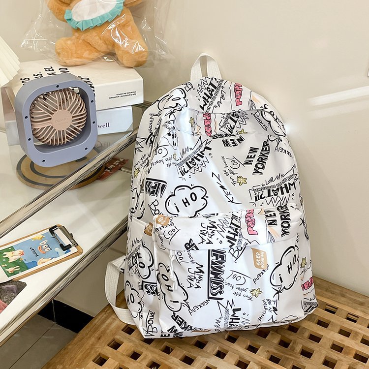 Backpack with Creative Graffiti Design Bowlift