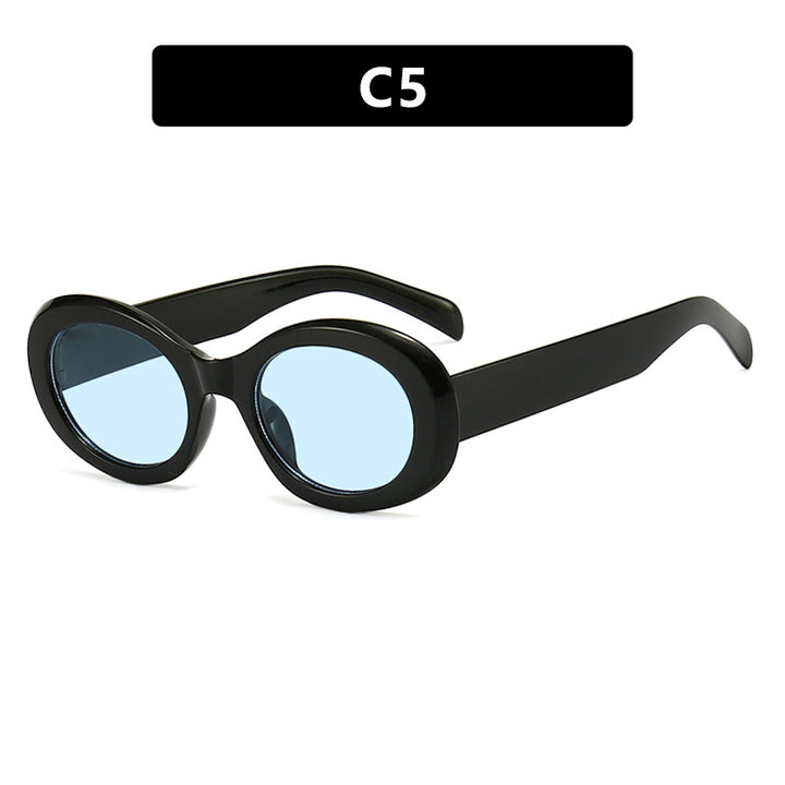 Women's fashionable sunglasses in original oval design with transparent frame and UV protection Bowlift