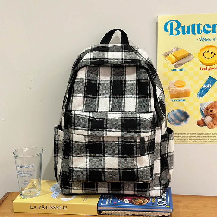 Plaid Patterned Backpack Bowlift