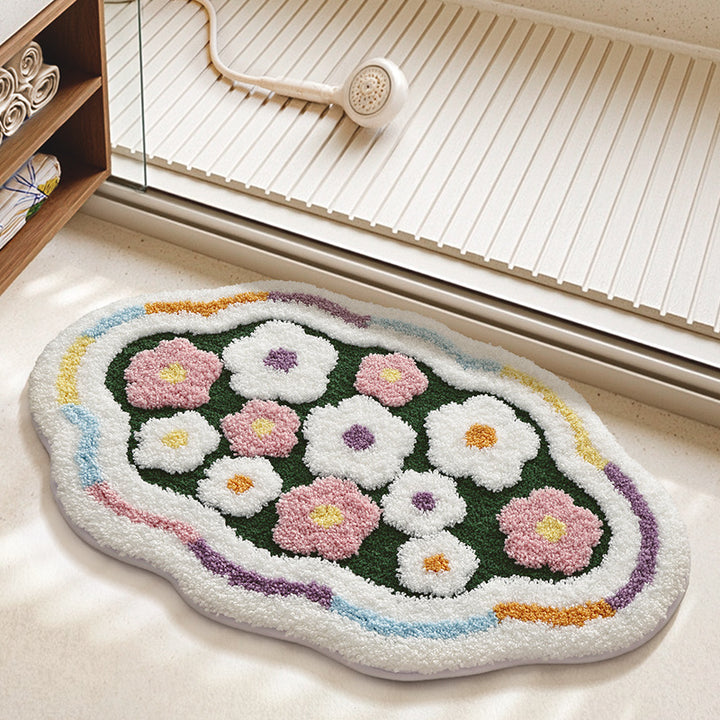 Textured Floral Bath Mat Bowlift