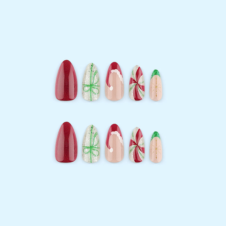Artificial nails in festive Christmas design Bowlift 1788232693