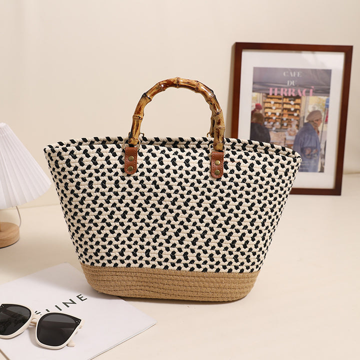 Elegant bamboo handle shopping bag Bowlift