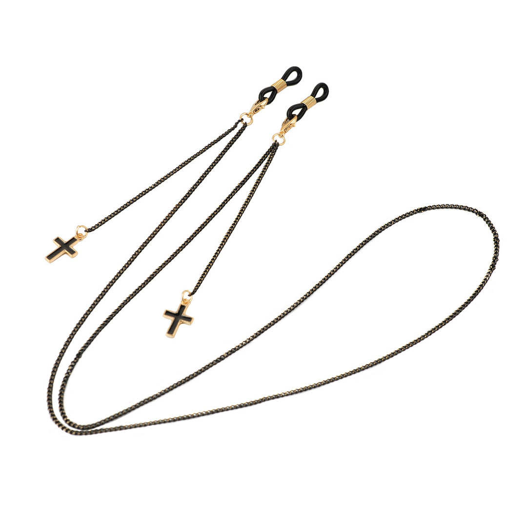 Stylish Beaded Cross Pendant Eyewear Chain Bowlift