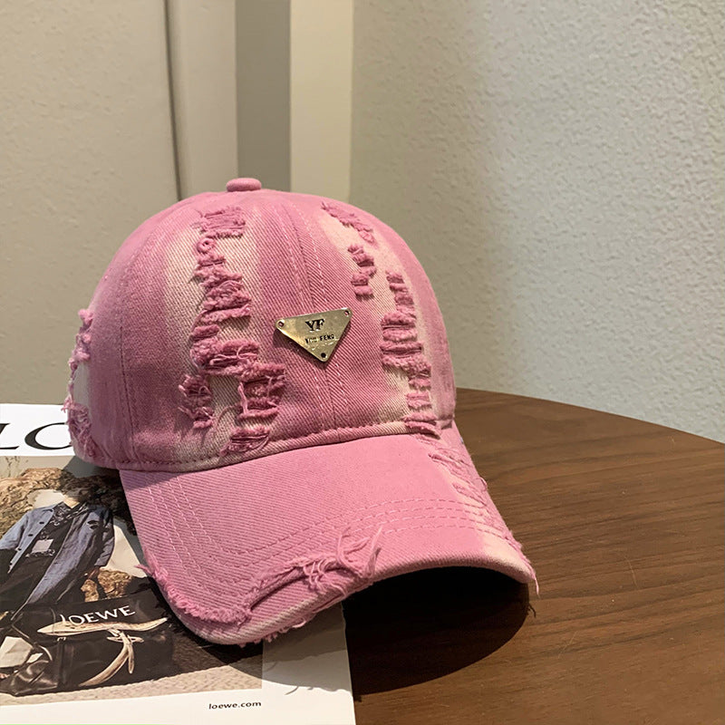 Women's Distressed Denim Baseball Cap Bowlift 1784084082