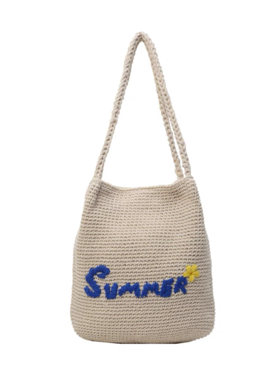 Macrame Drawstring Bag with Summer Motif Bowlift