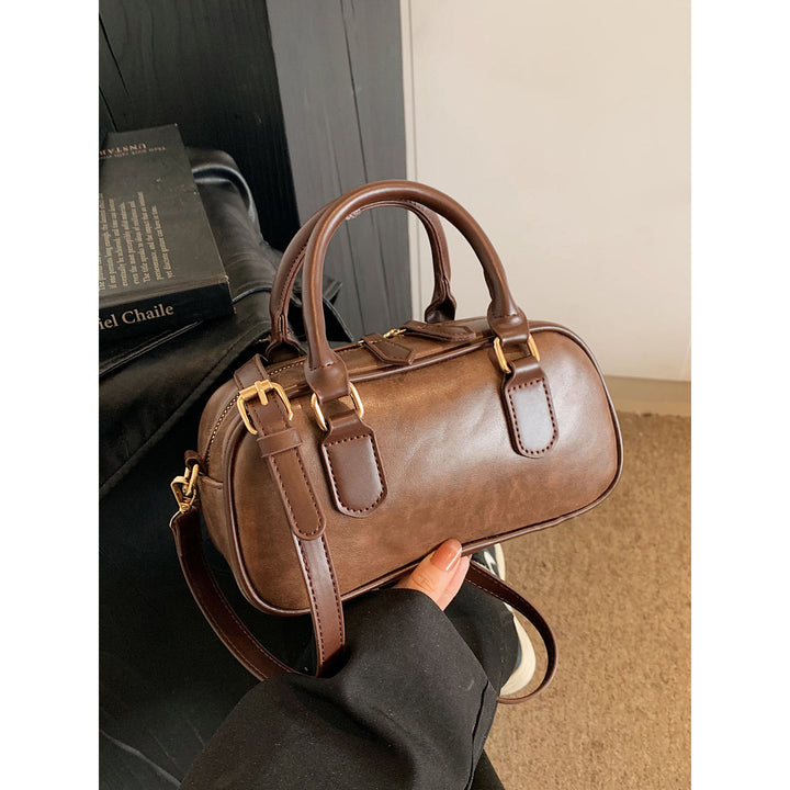Compact Leather Handheld Satchel Bowlift