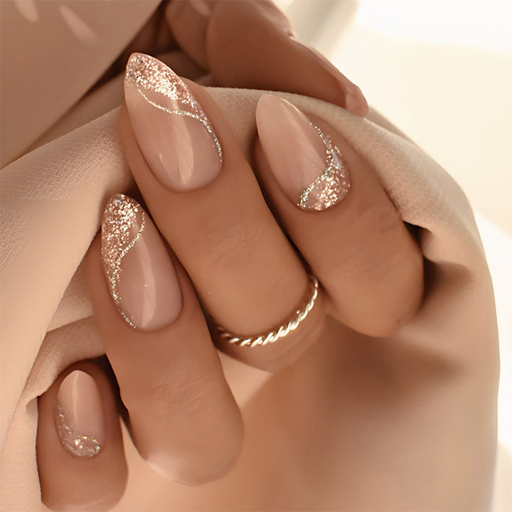 Elegant Glittery Press-On Nail Set Bowlift