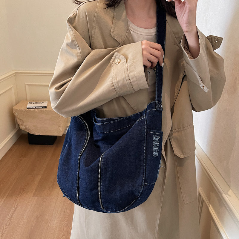 Fashionable Denim Shoulder Bag Bowlift