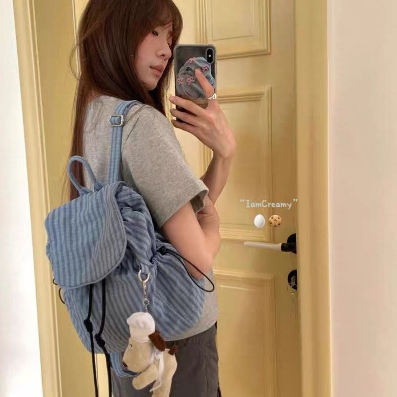 Striped Casual Mini Backpack Bowlift