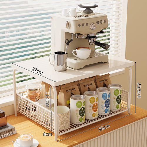 Two-Tiered Coffee Machine Display Shelf Bowlift