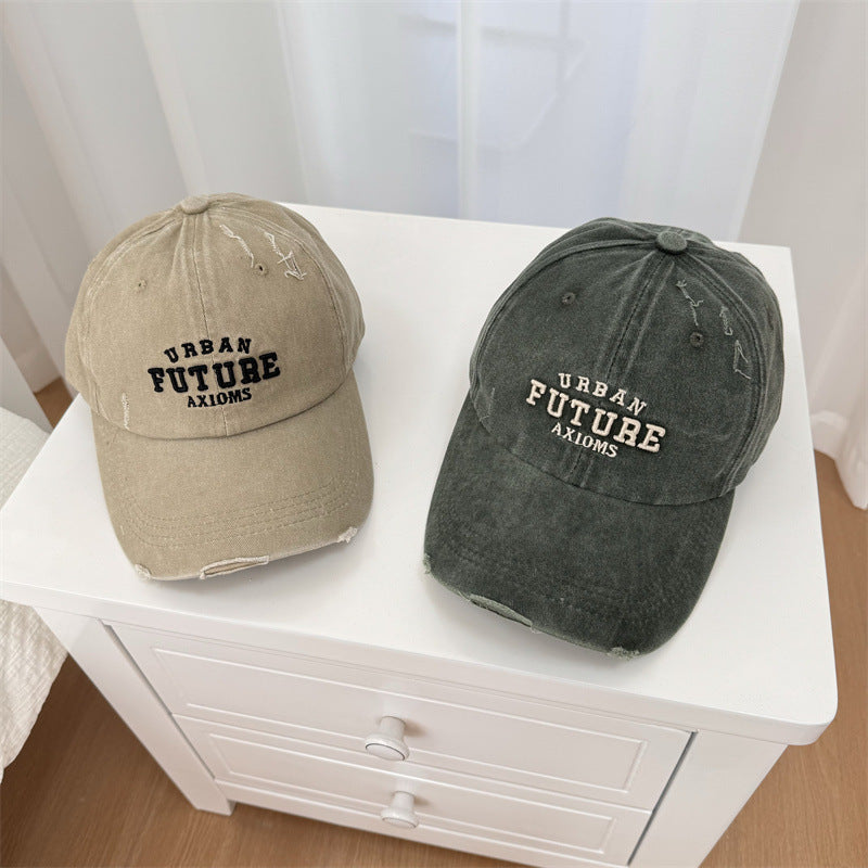 Men's Distressed Cotton Adjustable Baseball Cap Bowlift
