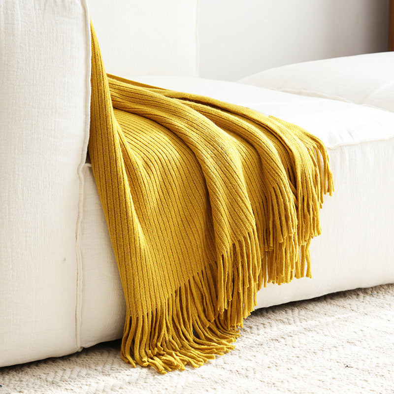 Textured Ribbed Knit Throw Blanket