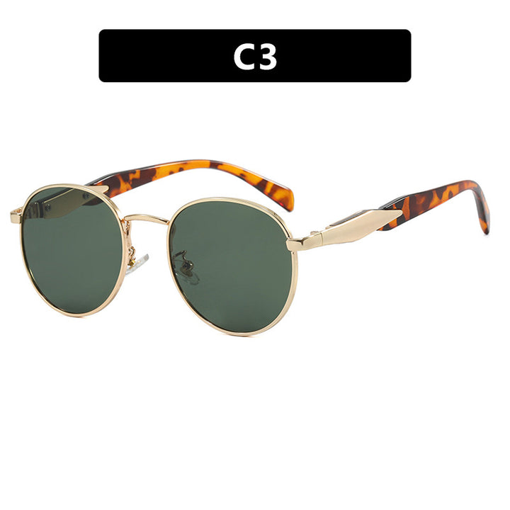Women's round sunglasses with elegant golden frame and UV protection Bowlift