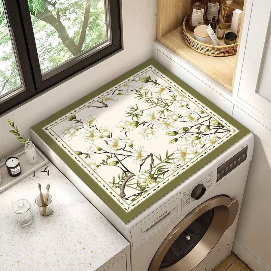 Floral Patterned Laundry Room Top Cover Bowlift