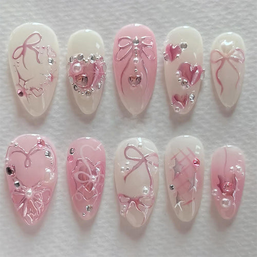 Decorative Bow Knot Press-On Nail Set Bowlift