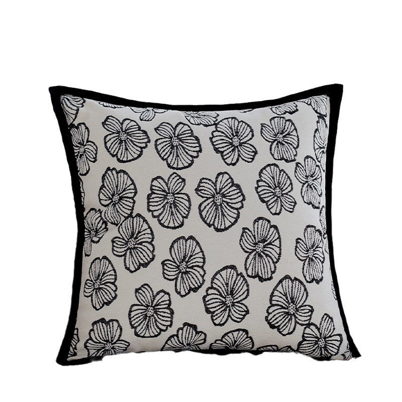 Square Decorative Cushion Cover with Large Wild Animal Jacquard and Velvet Piping Bowlift