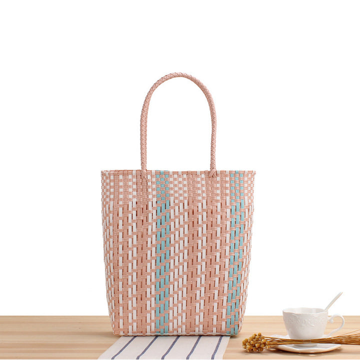 Braided Tote Bag with Geometric Design Bowlift