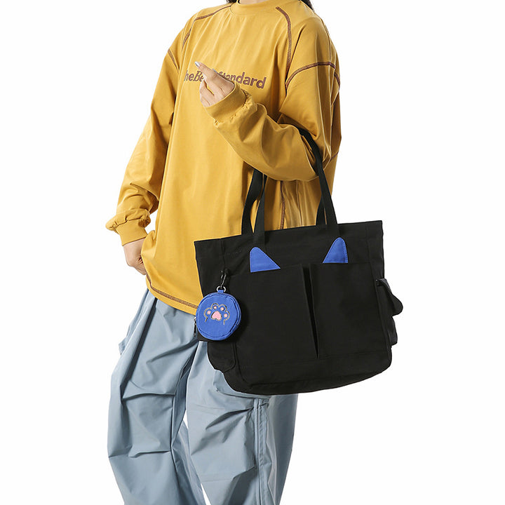 Playful Cat Ear Design Tote Bag Bowlift