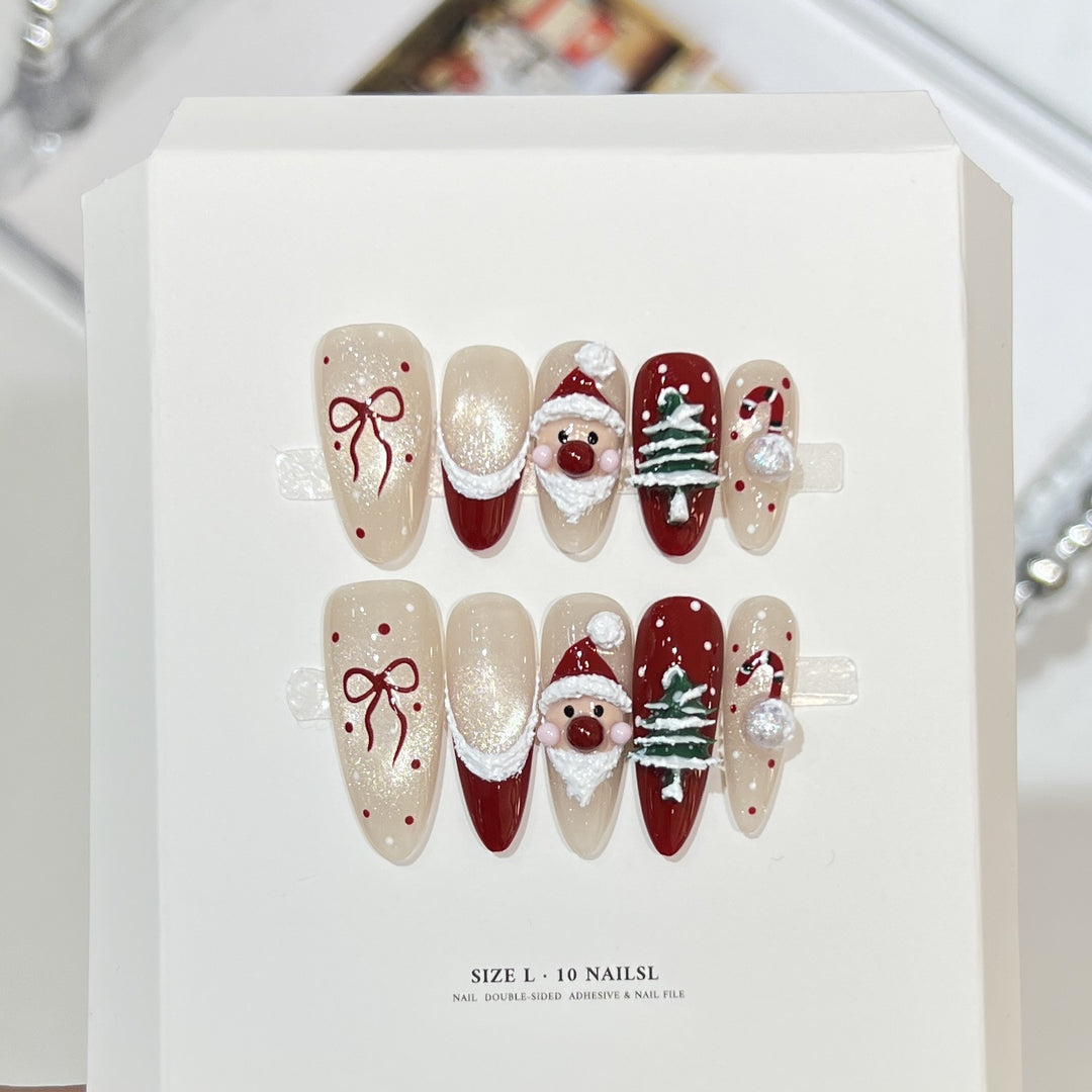 Snowflake-Inspired Glitter Press-On Nail Set Bowlift