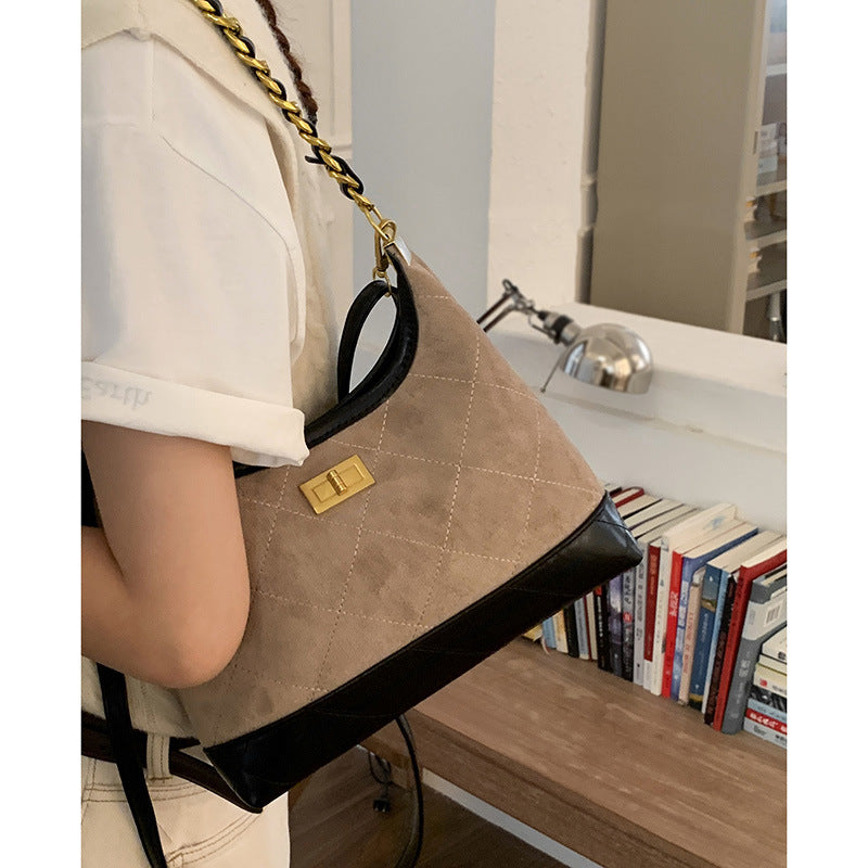 Quilted Suede Hobo Handbag Bowlift