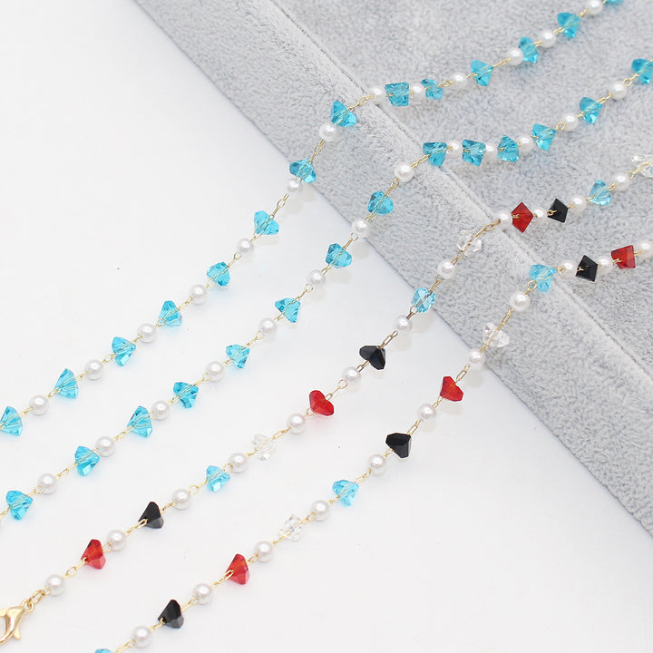 Stylish Pearl and Crystal Eyewear Chain Bowlift