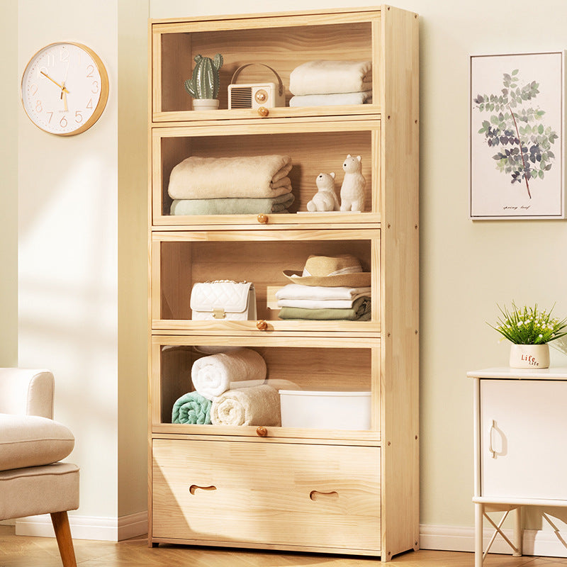 Storage display case with transparent glass doors and five adjustable shelves Bowlift