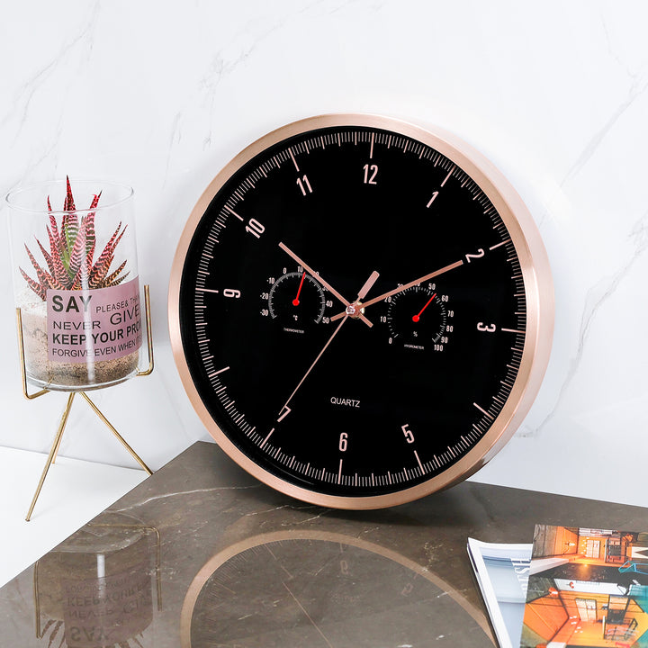 Funk Wall Clock with Thermometer and Hygrometer Bowlift