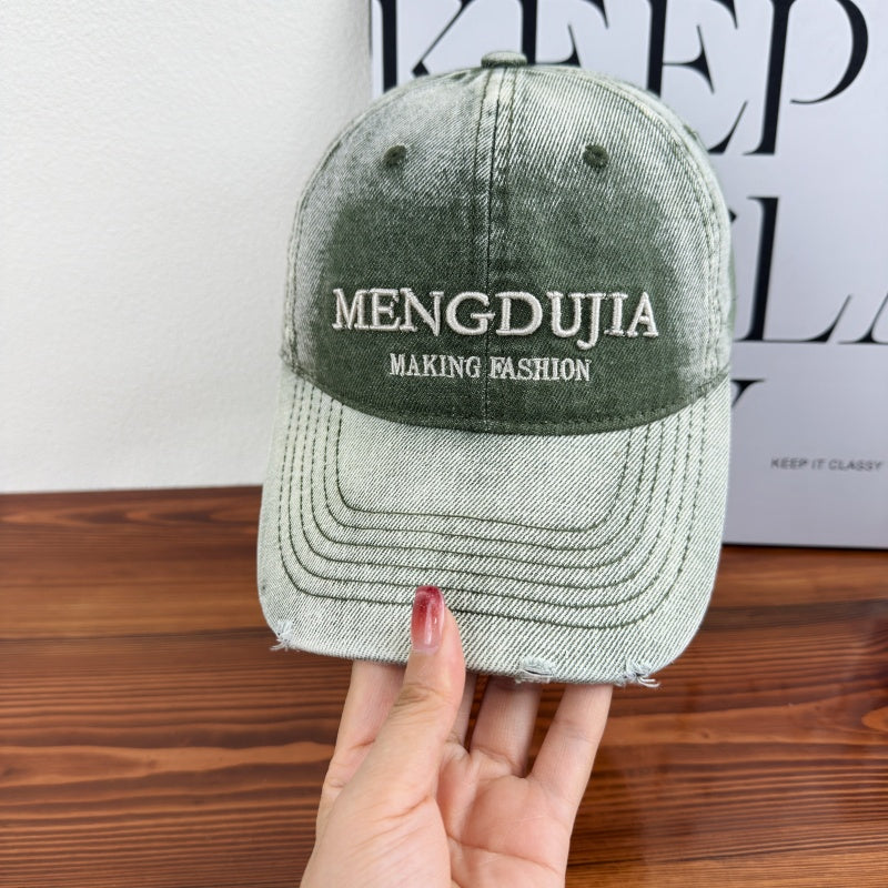 Men's Distressed Denim Baseball Cap Bowlift 1784270408