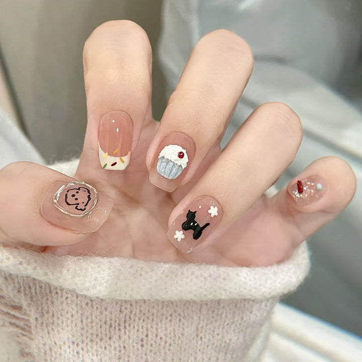 Decorative Glittery Press-On Nail Tips Bowlift