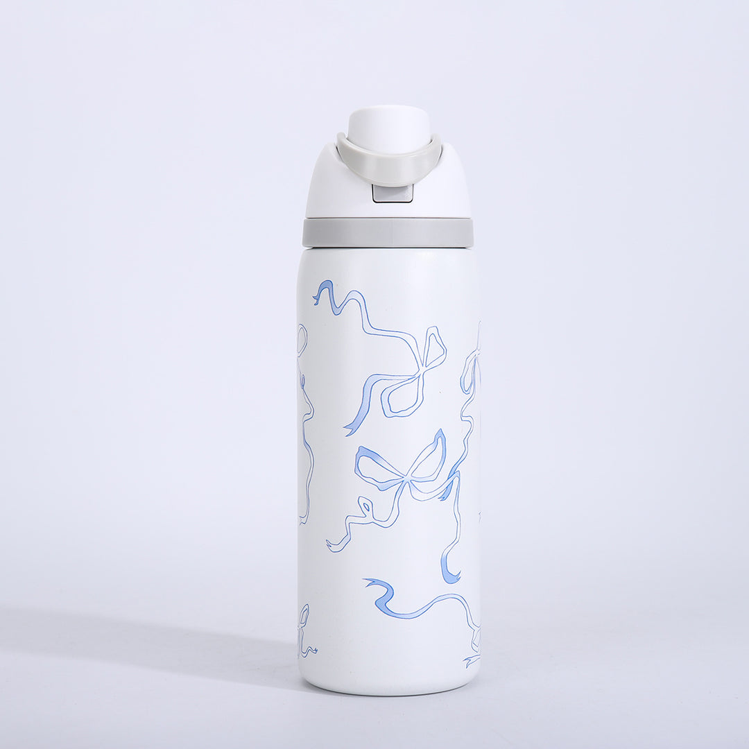 Vacuum-Insulated Stainless Steel Bottle With One-Touch Flip Lid And Integrated Carry Loop