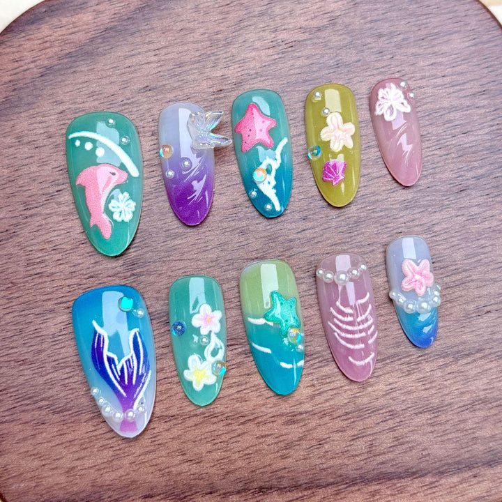 Floral-Design Decorative Press-On Nail Set