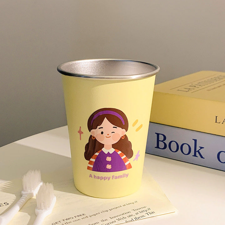 Stainless Steel Drinking Mug with Cheerful Family Motif Bowlift