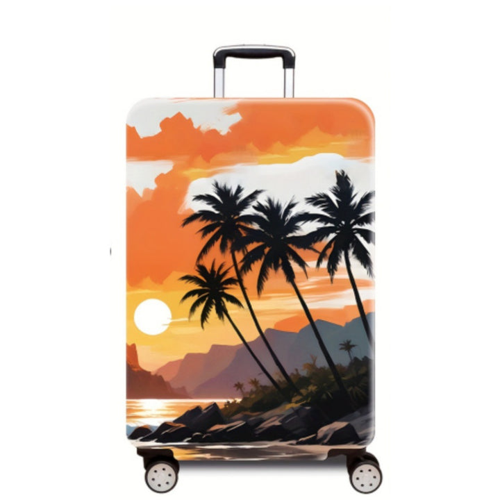 Women's Hard Shell Suitcase with Tropical Landscape Design Bowlift