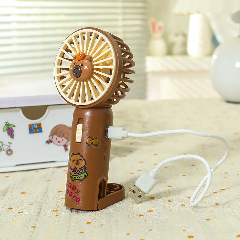 Unisex portable USB hand fan with integrated LED light and clip Bowlift