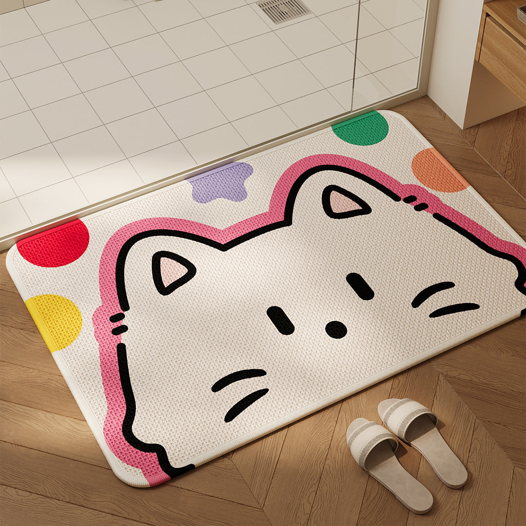 Decorative Cat-Themed Bath Mat Bowlift