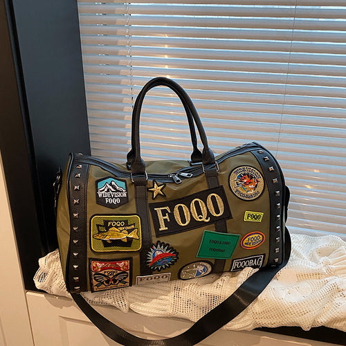 Stylish Patchwork Weekend Duffel Bag Bowlift