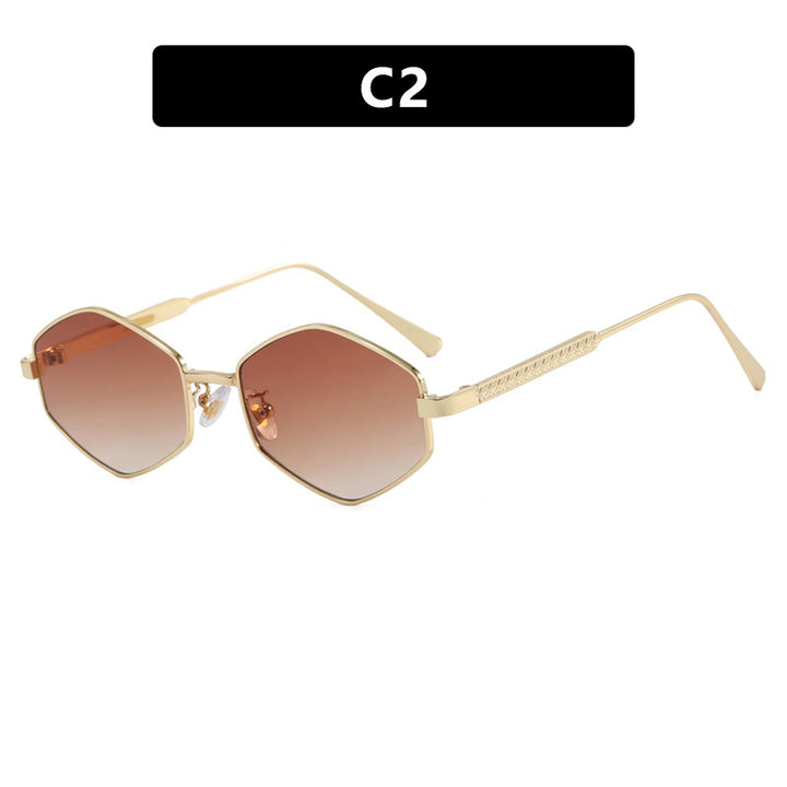 Women's hexagonal sunglasses with elegant metal accents and UV protection Bowlift