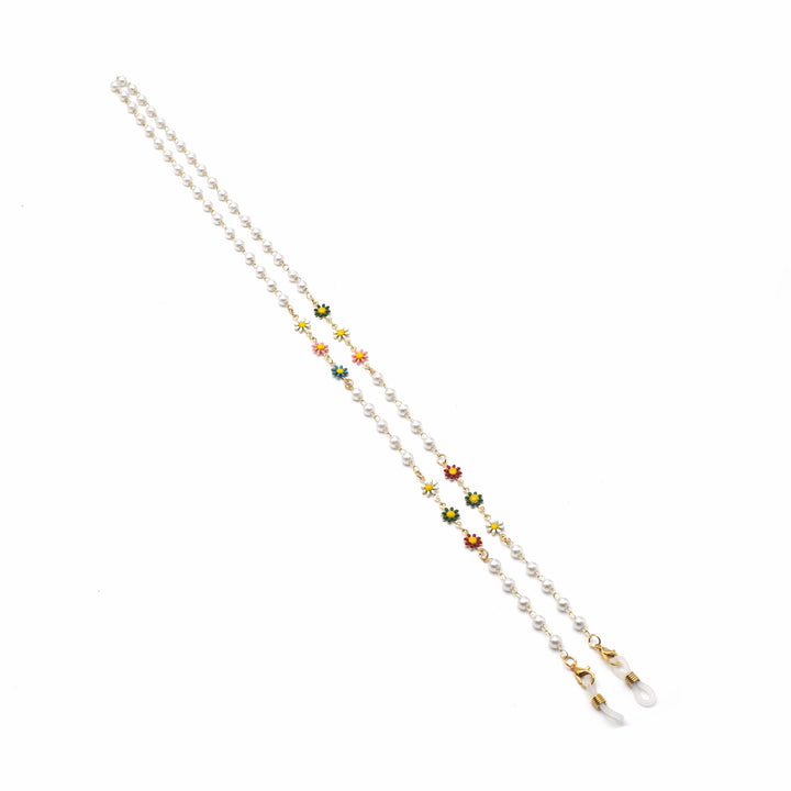 Elegant Pearl and Colorful Gemstone Eyewear Chain Bowlift