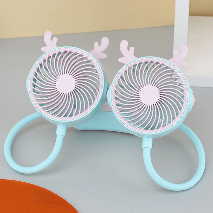 Women's Wearable Neck Fan with Dual Rotating Blades Bowlift