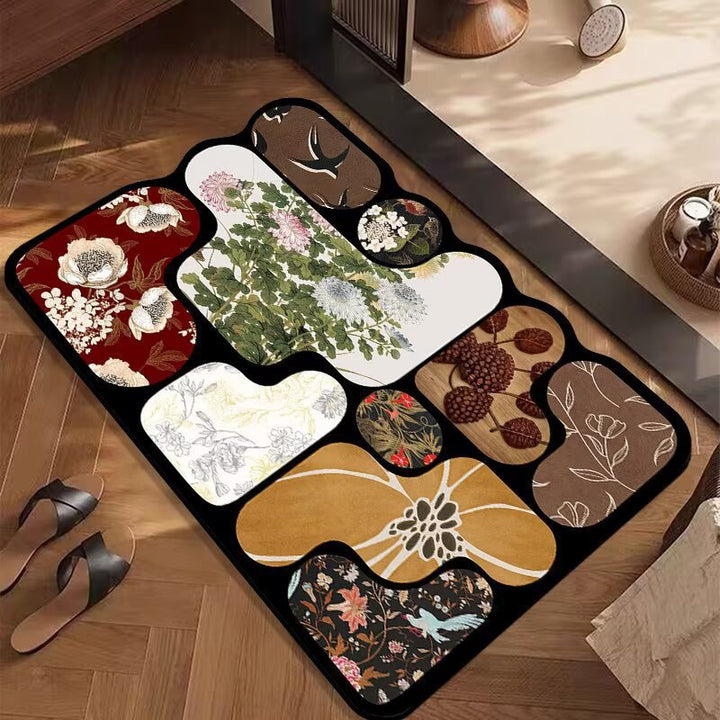 Artistic Floral Patterned Area Rug Bowlift