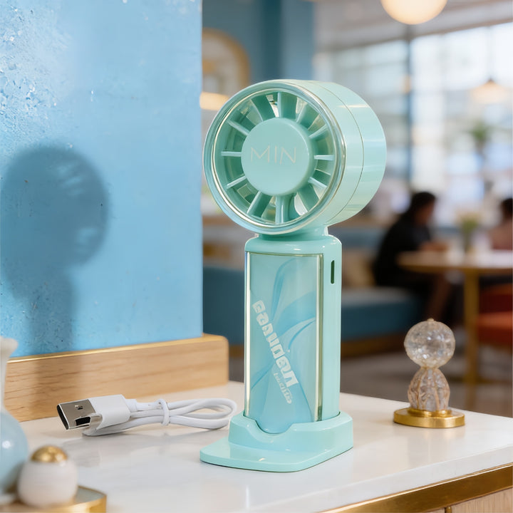 Unisex portable mini table fan with USB battery and infinitely adjustable tilt function Bowlift