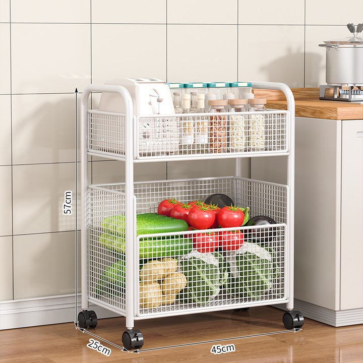 Rolling Kitchen Storage Cart with Mesh Baskets Bowlift